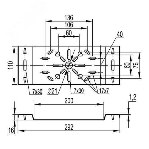 Пластина монтажная горизонтальная нержавеющая - фото 2
