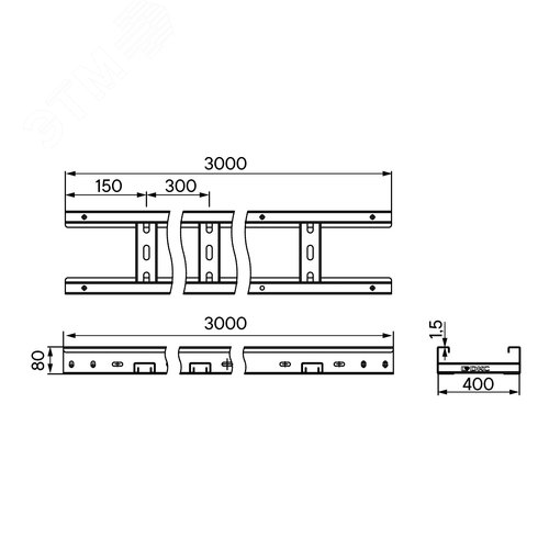 Лоток лестничный 80х400х3000, 1,5 мм, AISI304 - фото 2