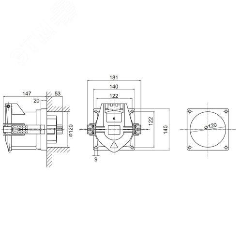 Розетка панельная PSS IP67 200A 3P+E 690В - фото 4