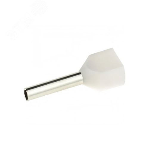 Наконечник-гильза двойная с изолир.фланцем 0,5 кв.мм белый (НШВИ2) - фото 1