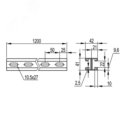 Профиль С-образный двойной DBM L=1200 толщина 2.5мм - фото 2