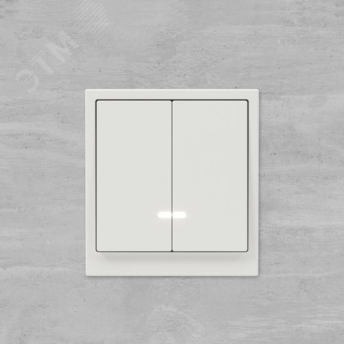 Выключатель двухклавишный с подсветкой, KANT, белый песок - фото 8