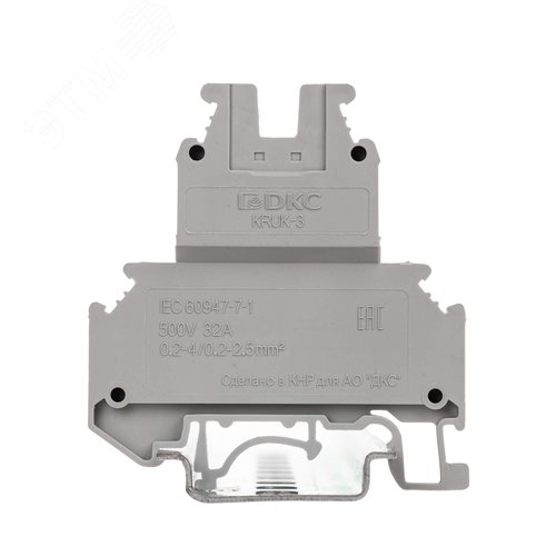 Клемма двухуровневая, винтовой зажим, 4 точки подключения, 2.5 кв.мм, серая - фото 2