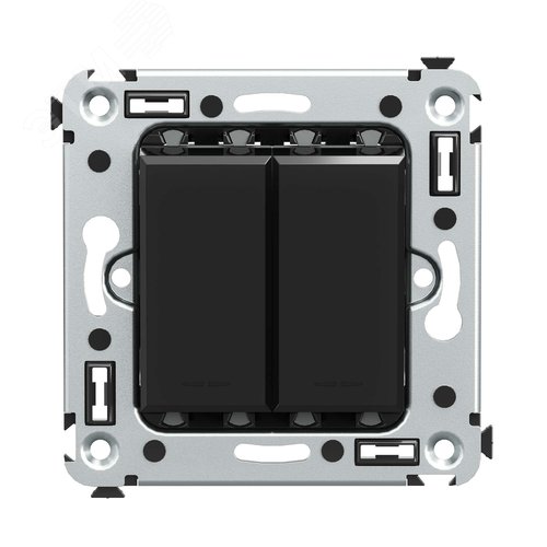 Avanti Переключатель двухклавишный в стену, ''Черный квадрат'' - фото 1