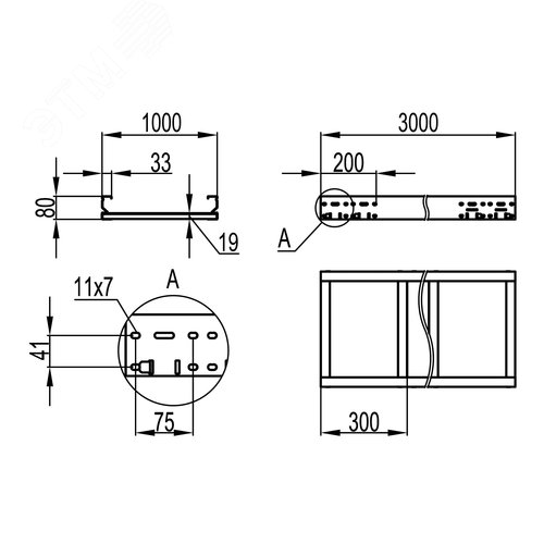 Лоток листовой неперфорированный 80х1000 лонжерон 2мм L=3м цинк-ламельный - фото 2