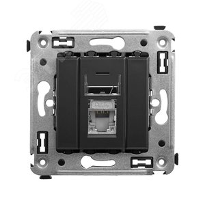 Компьютерная розетка RJ-45 в стену, кат.5e одинарнаяэкранированная,''Avanti'', ''Черный матовый'' - фото 1