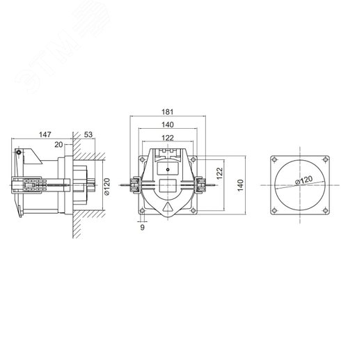 Розетка панельная PSS IP67 160A 3P+E+N 690В - фото 4