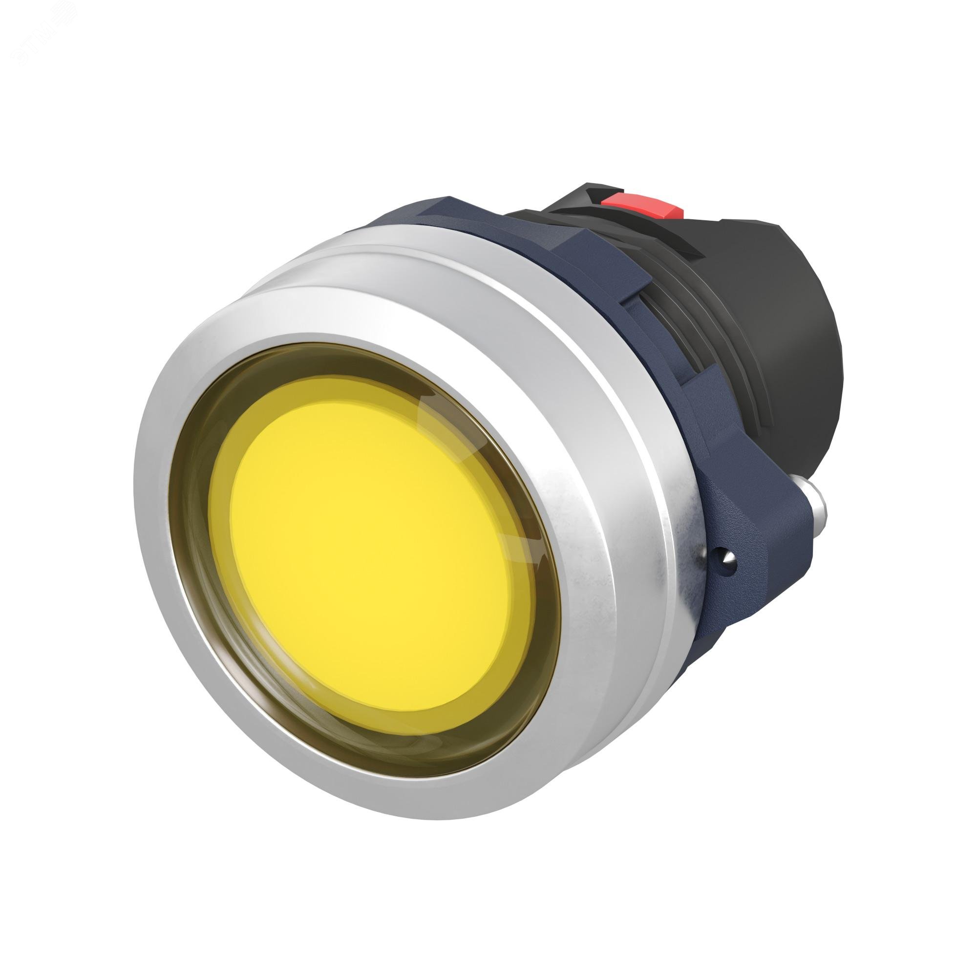 Изображение товара Кнопка плоская прозрачная без фиксации желтая алюминиевый корпус