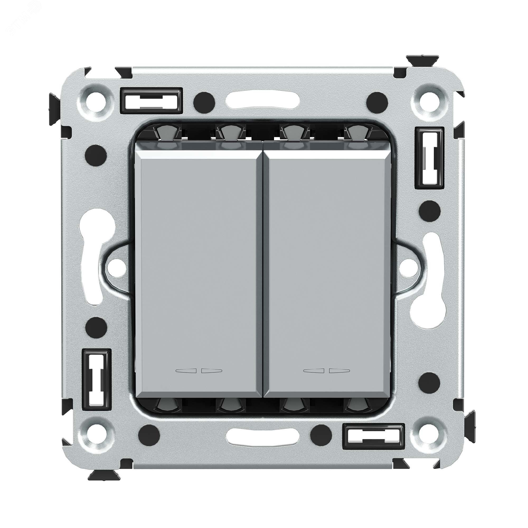 Изображение товара Двухклавишный выключатель серии Avanti закаленная сталь скрытая установка Россия