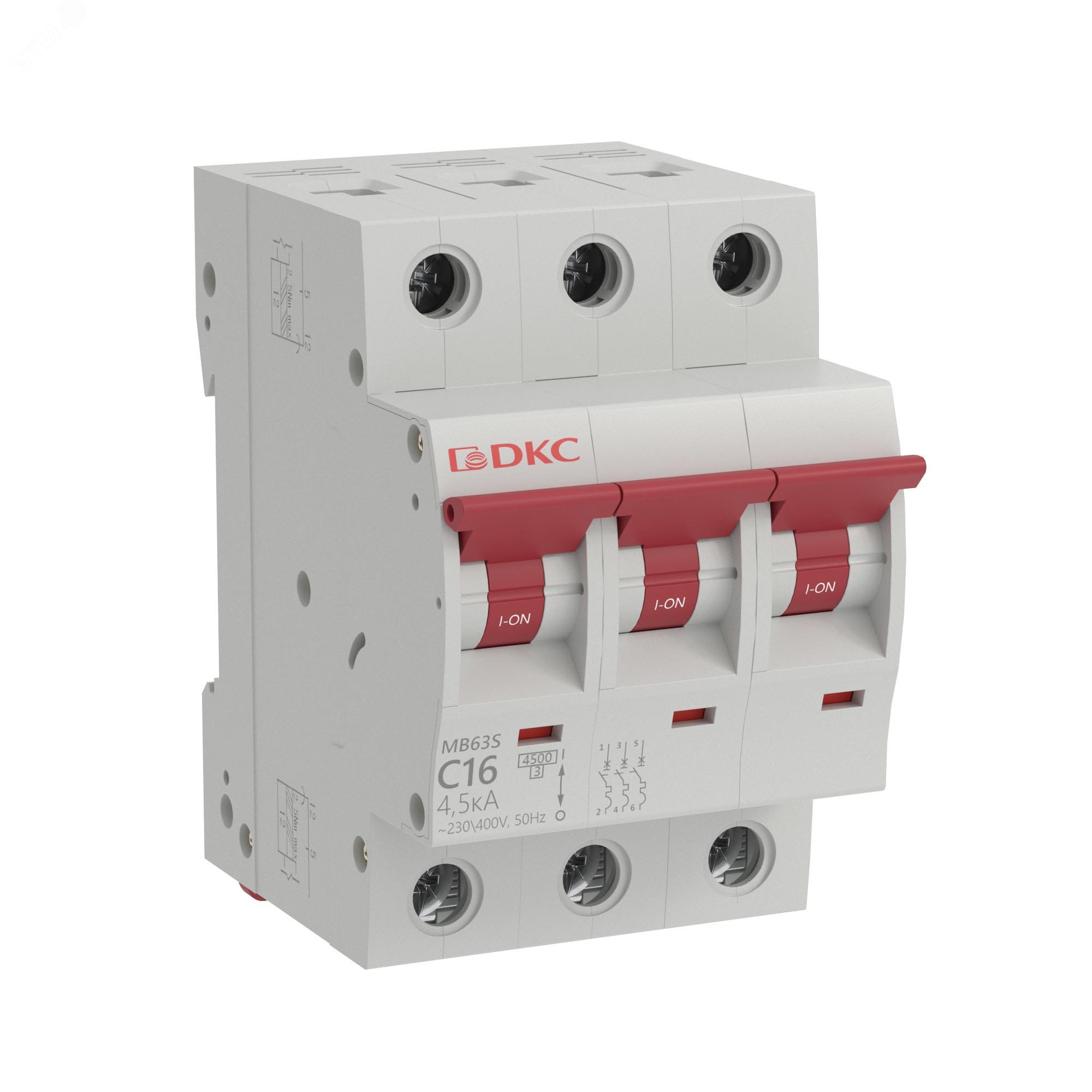 Изображение товара Модульный автоматический выключатель YON MB63 3P 16A 6kA характеристика C