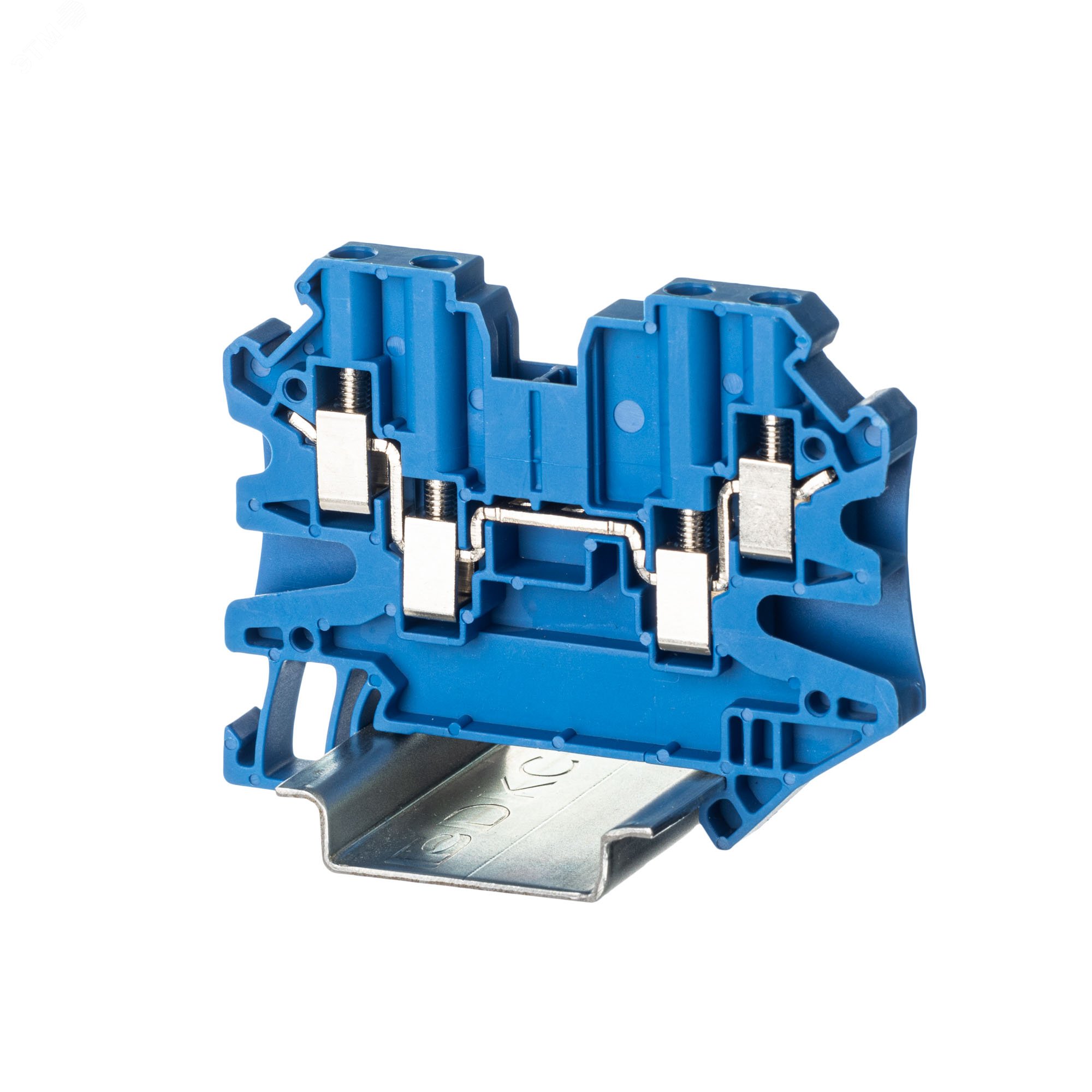 Изображение товара Клемма проходная винтовая для 4 проводников, синий корпус, DIN-рейка, 4 мм2