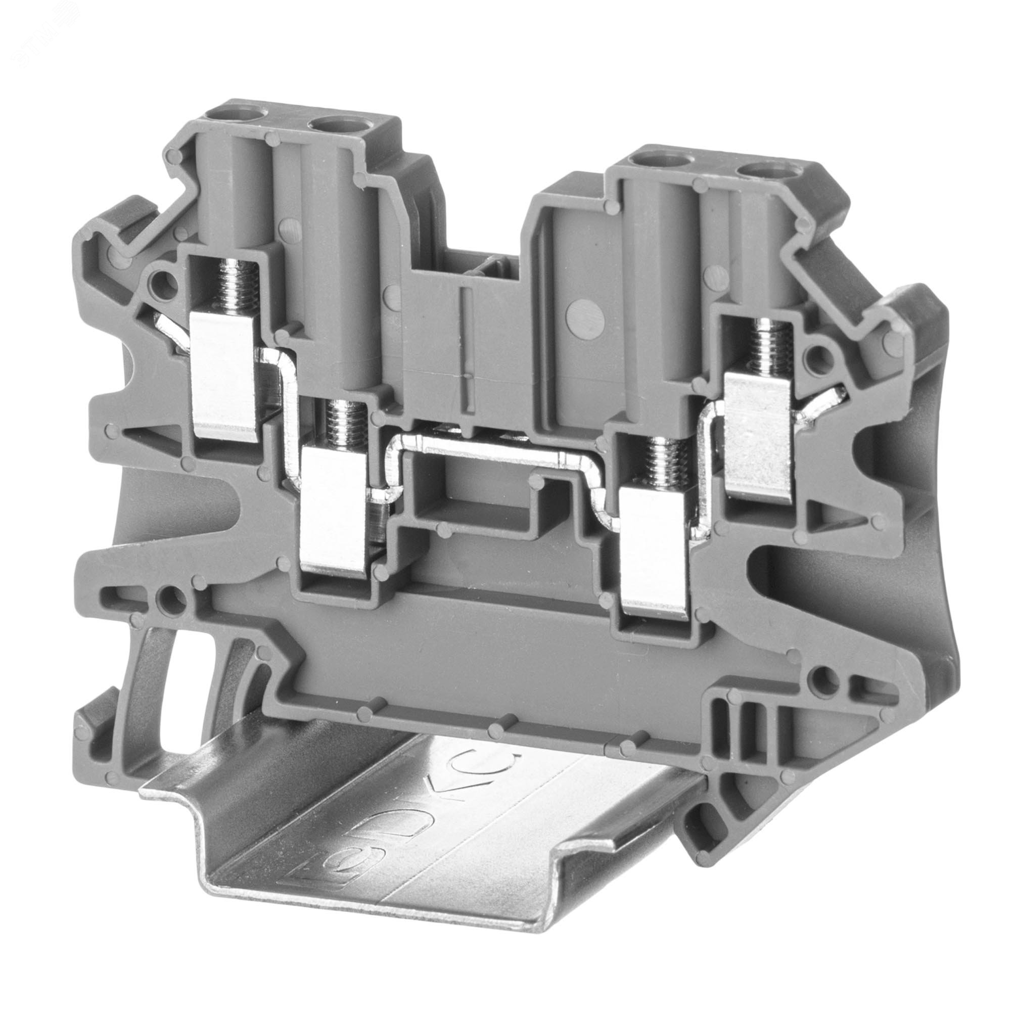 Изображение товара Клемма проходная винтовой зажим 4 точки подключения 4 кв.мм серая