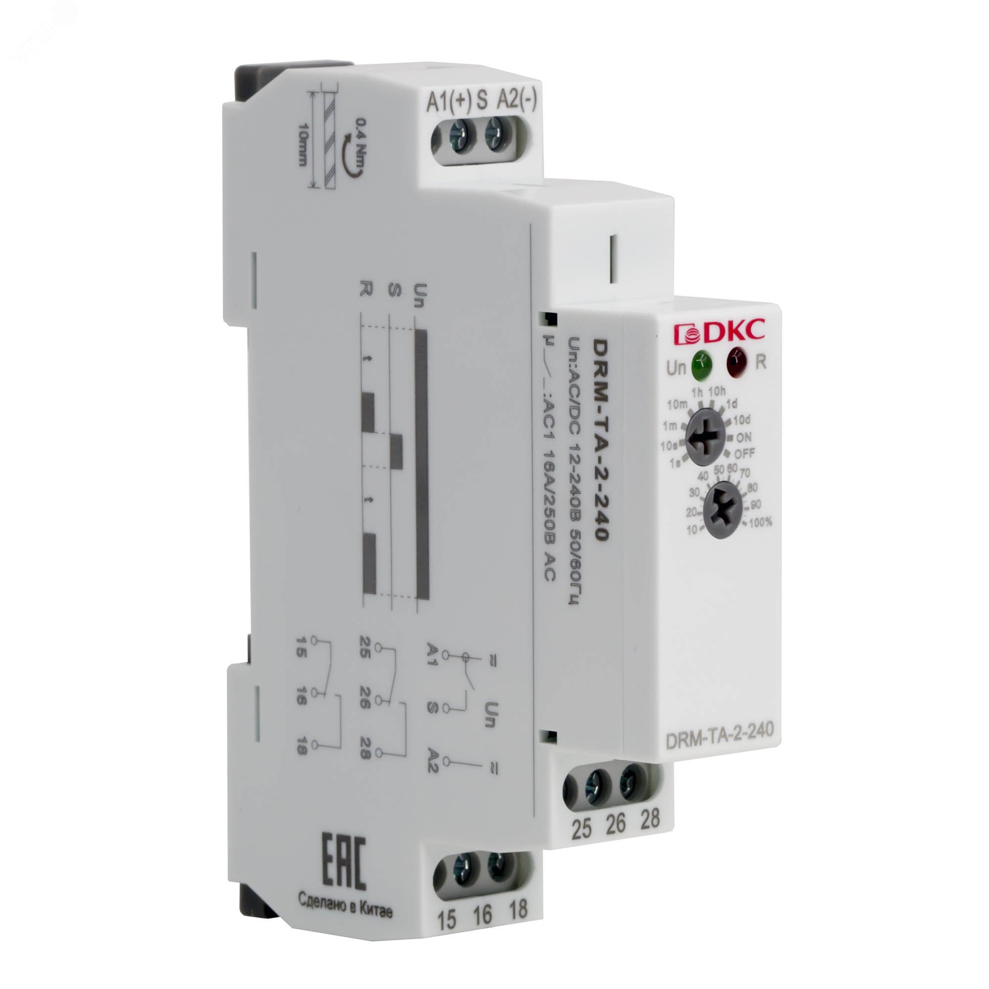 Изображение товара Реле времени DKC DRM-TA-2-240 задержка включения и отключения на DIN-рейку
