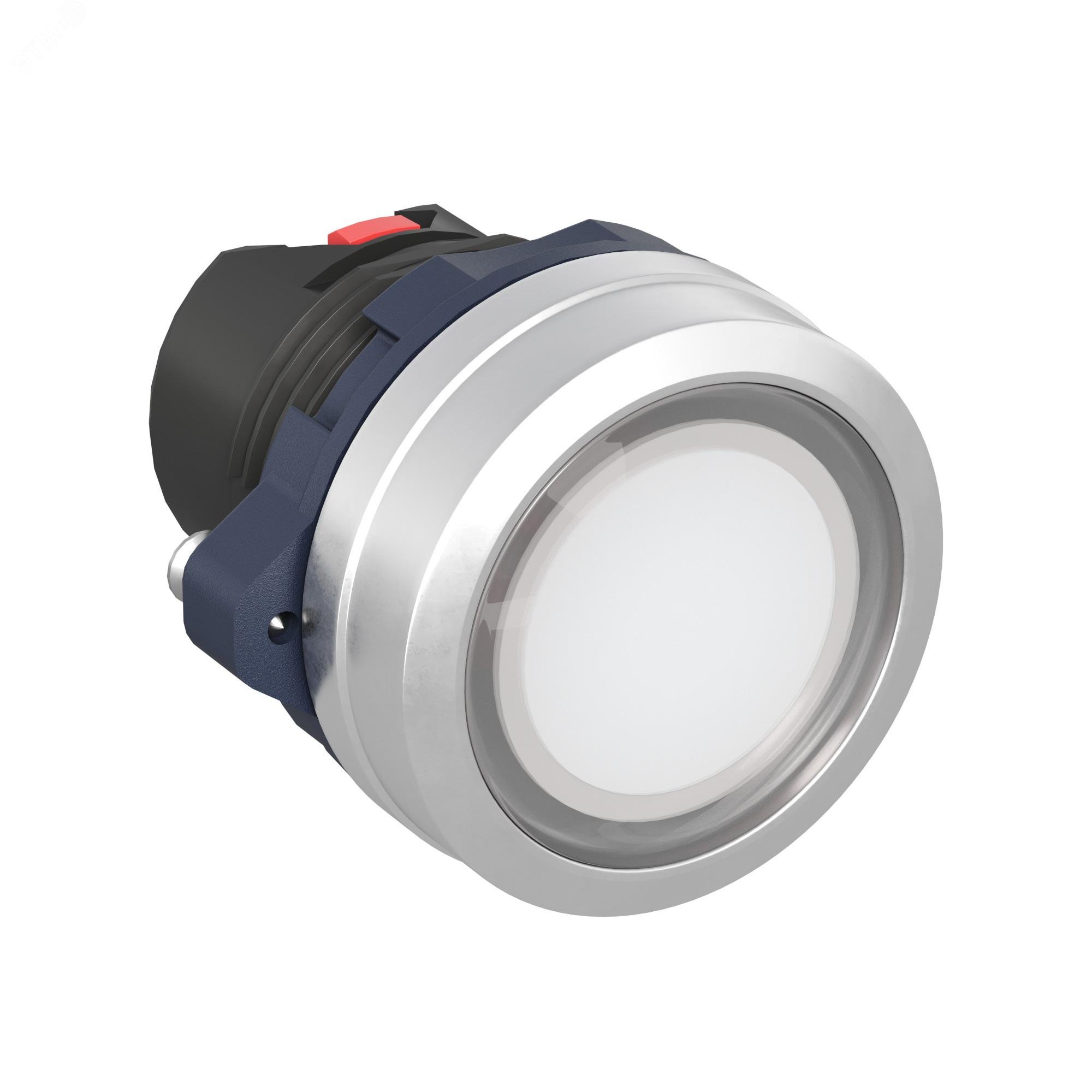 Изображение товара Плоская прозрачная головка кнопки с фиксацией 22 мм белая алюминий DKC M22P-FLLWA