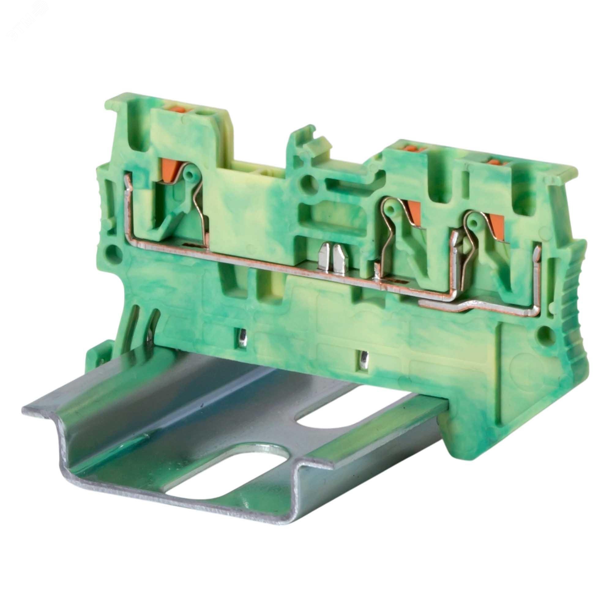 Изображение товара Клемма заземления, зажим push-in, 3 точки подключения, 1.5 кв.мм (шт)