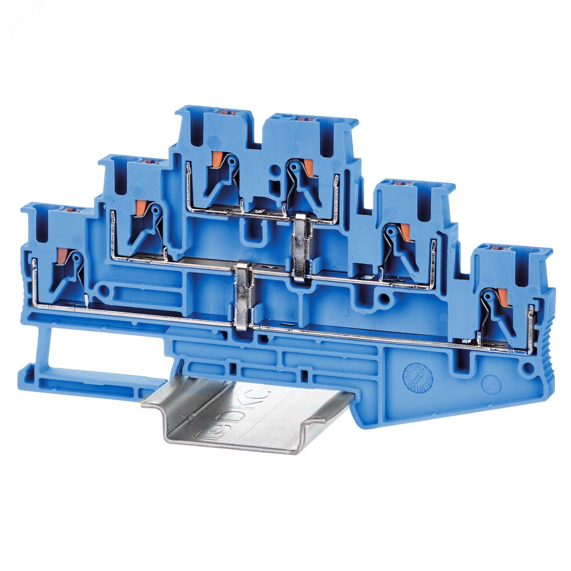 Изображение товара Трехуровневая клемма push-in на DIN-рейку 6 контактов 2,5 мм2 DKC