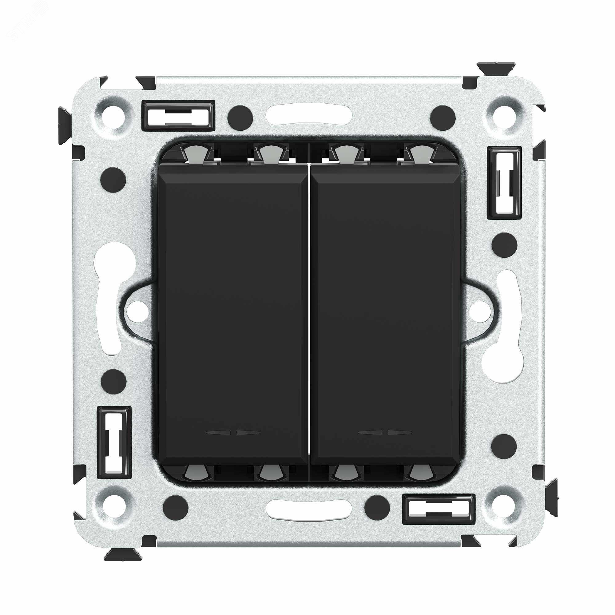 Изображение товара Инвертор двухклавишный Avanti схема 7+7 черный матовый