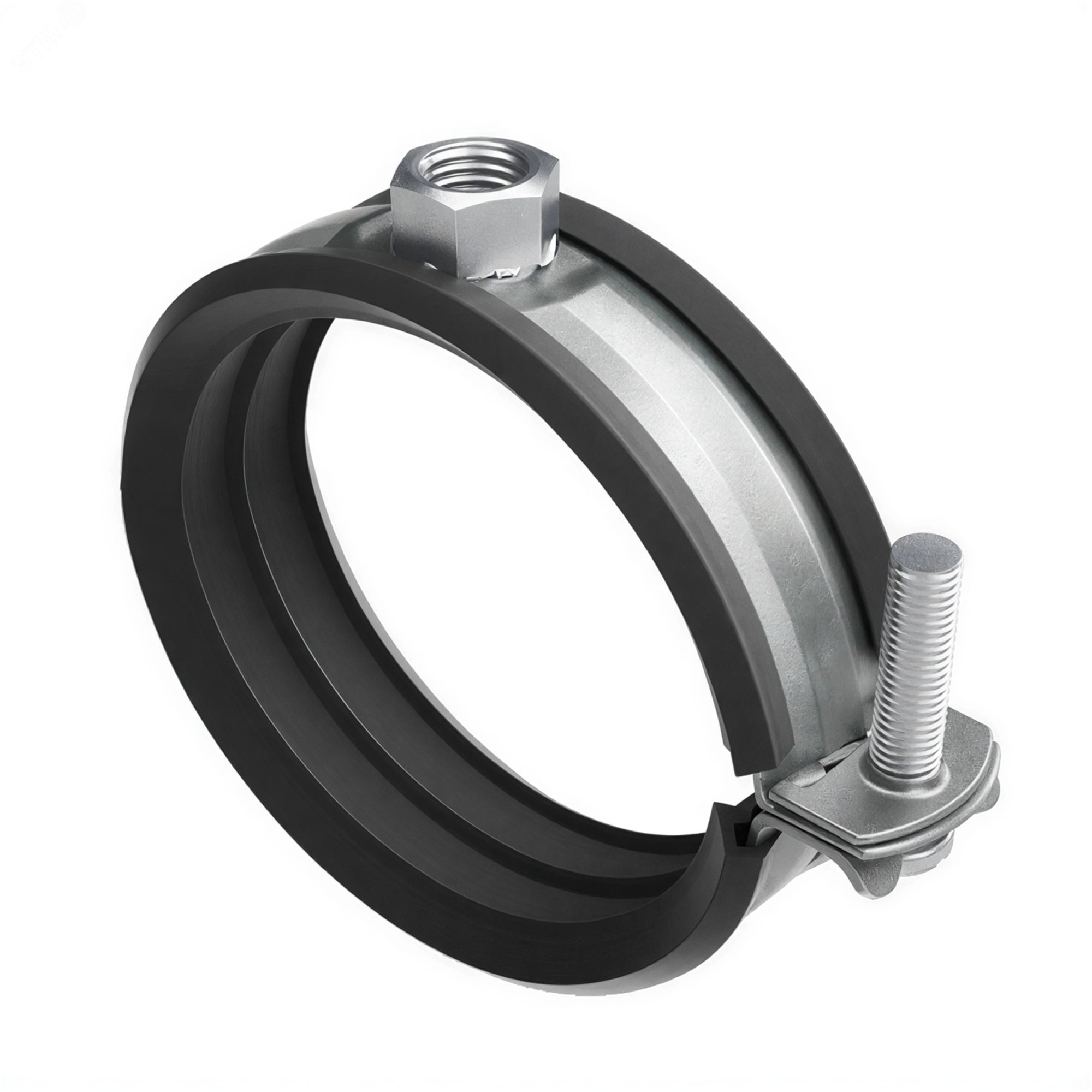 Изображение товара Хомут быстрой фиксации с изоляцией и гайкой М8 для труб 3/4 дюйма стальной