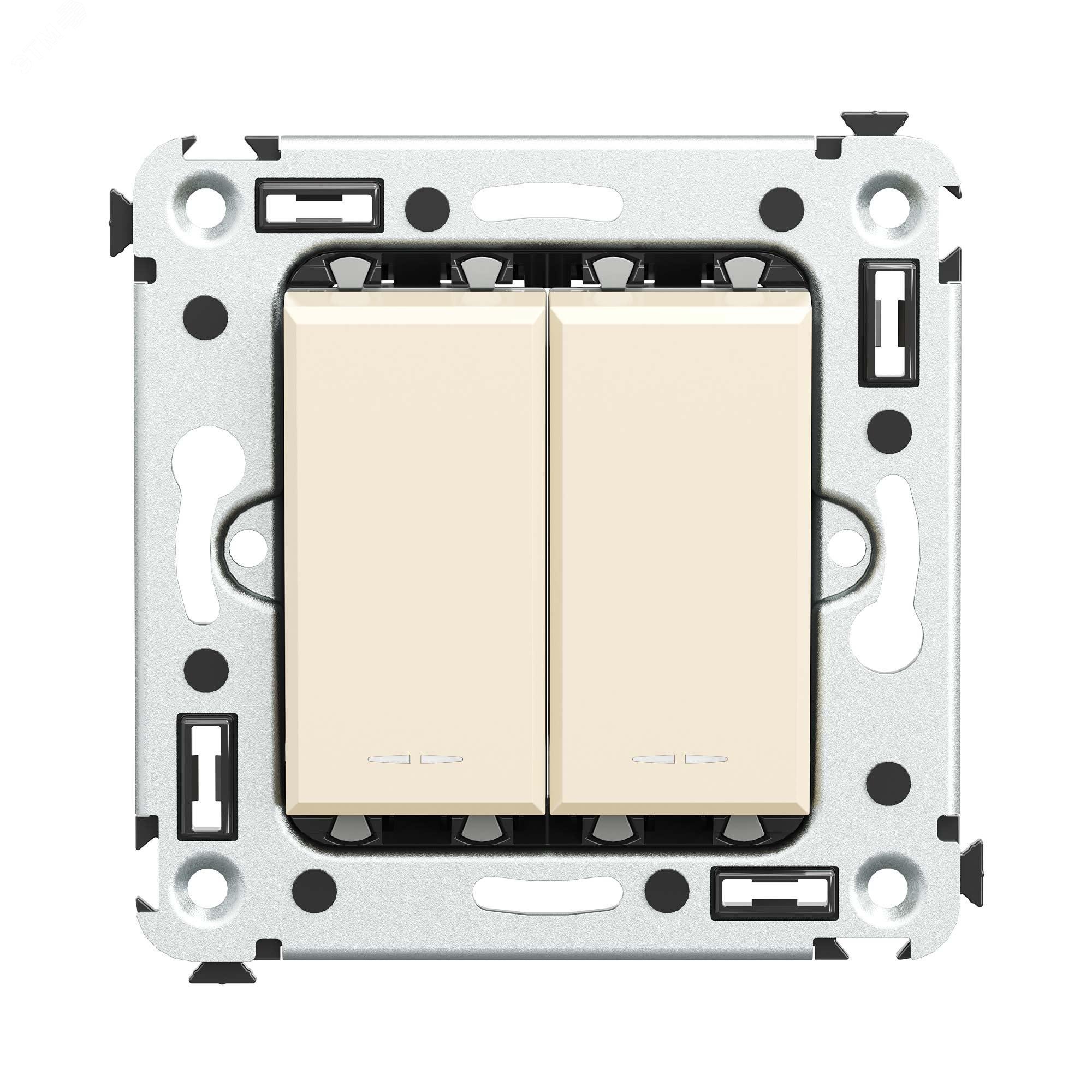 Изображение товара Выключатель двухклавишный Avanti Ванильная дымка 230 В IP20 для скрытого монтажа