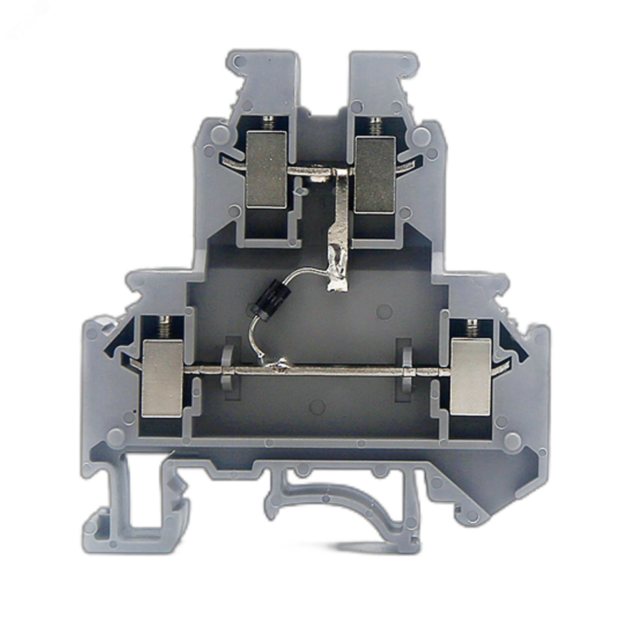 Изображение товара Клемма со встроенным диодом, винтовой зажим, 4 точки подключения, 4 кв.мм, серая (шт)