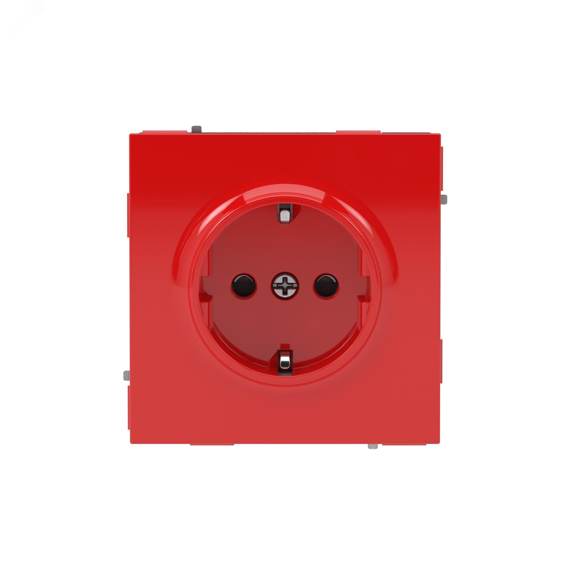 Изображение товара Розетка силовая, 2P+E, с з/ш, KANT, красный сатин (шт)
