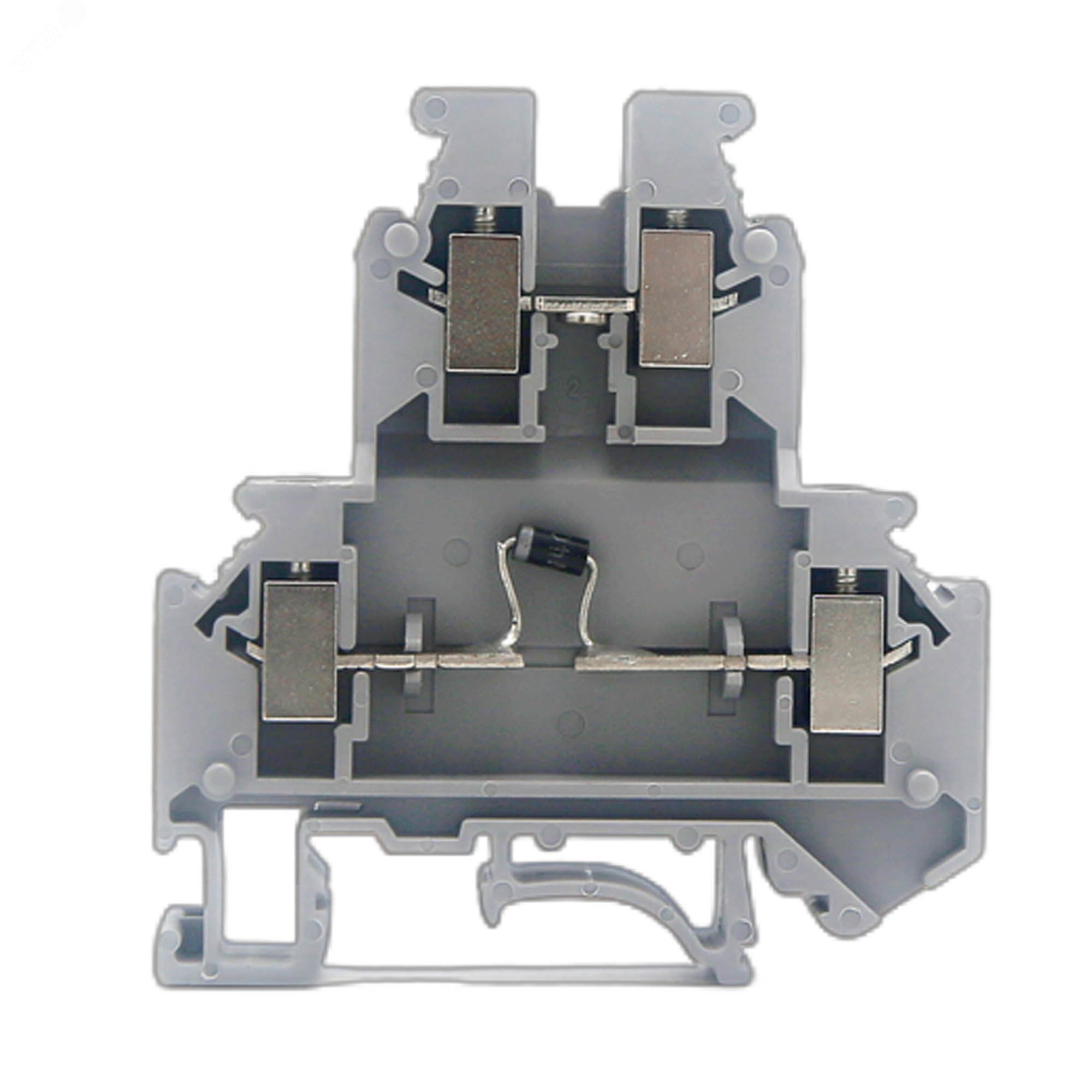 Изображение товара Клемма со встроенным диодом винтовой зажим 4 точки 4 мм серый DKC Nuputuk