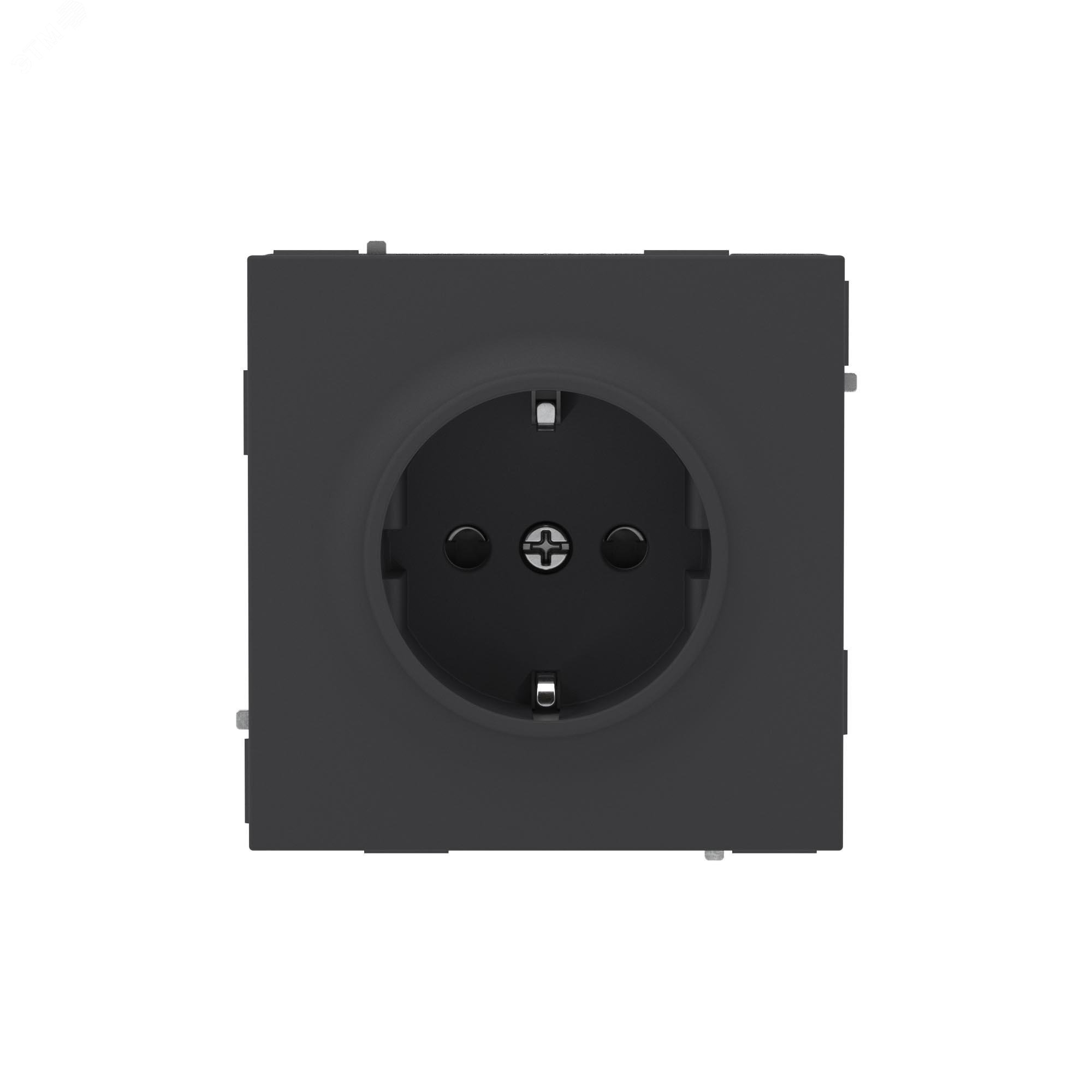 Изображение товара Розетка силовая, 2P+E, с з/ш, KANT, черный уголь (шт)
