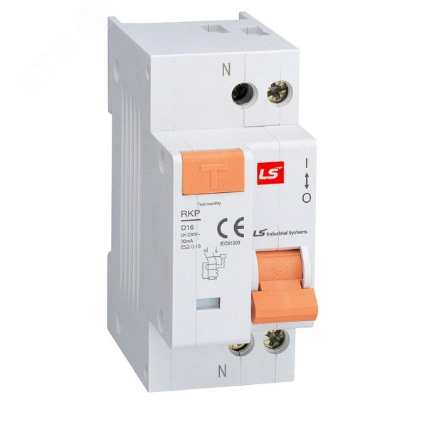 Дифференциальный автоматический выключатель RKP 1P+N B6A 300mA 062201258B LSIS