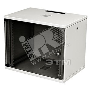 Шкаф настенный 19 дюймовый SU 10U 490x600х400 со стеклянной дверью серый