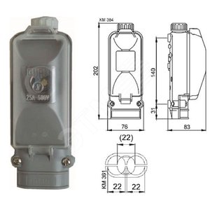 Коробка соединительная для подключения светильников в опоре ekm 2050sk 2d1u