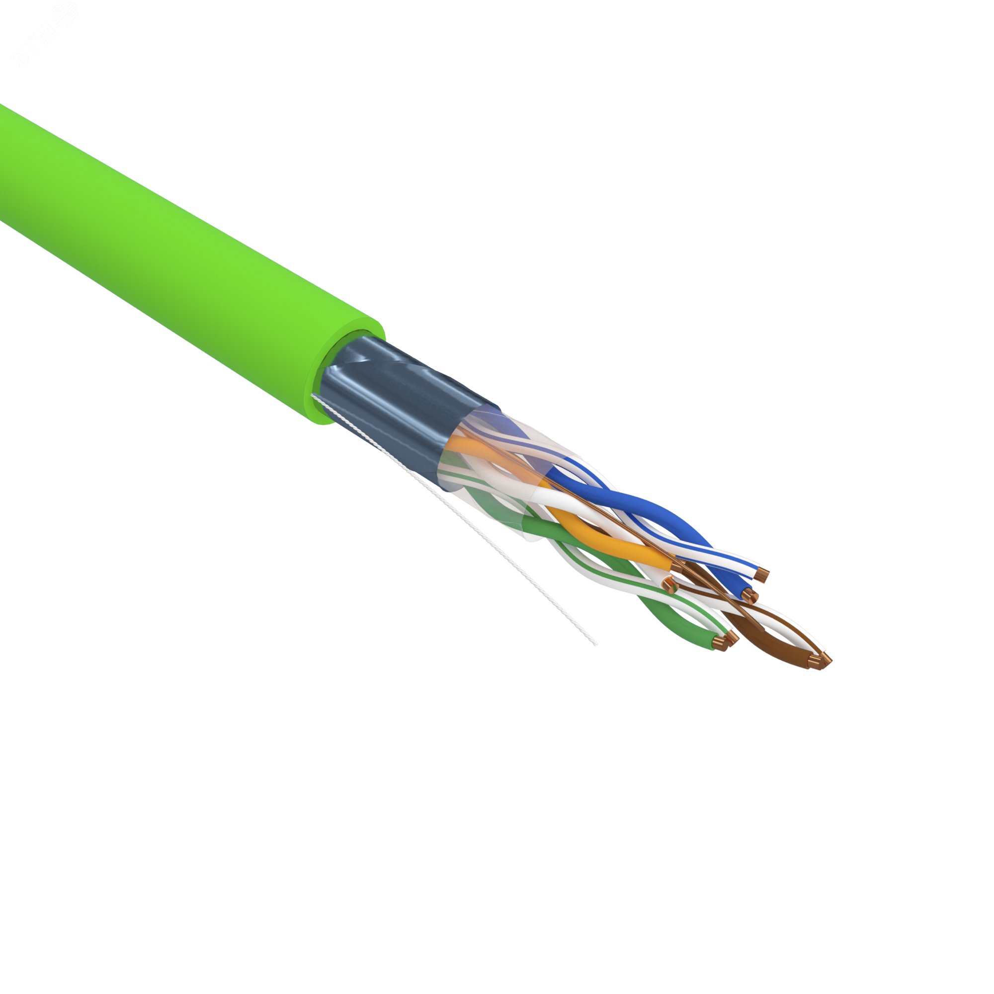 Изображение товара Витая пара F/UTP CAT 6 нг(А)-LSLTx 4х2х0.57мм 23AWG INDOOR SOLID зеленый 305м (м)