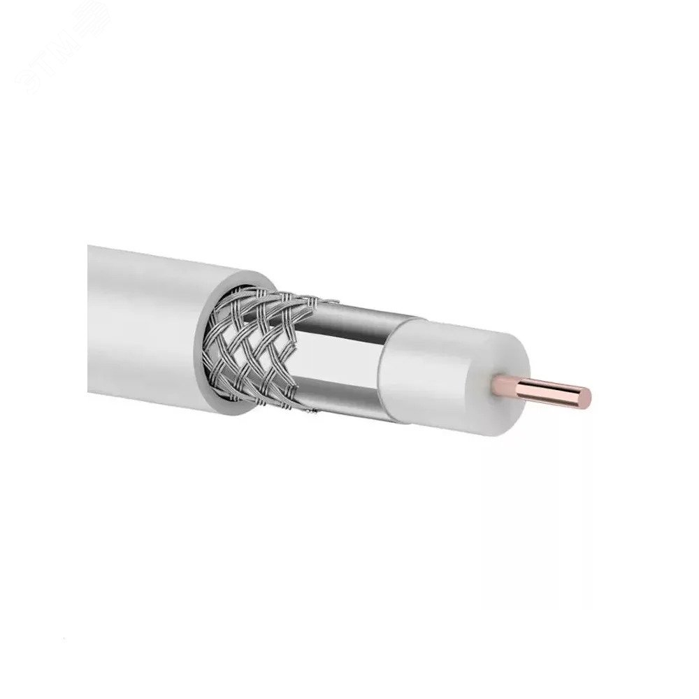 Изображение товара Кабель коаксиальный RG-6U+Cu, 75 Ом, Cu/Al/Cu, 64%, бухта 100 м, белый, REXANT (м)