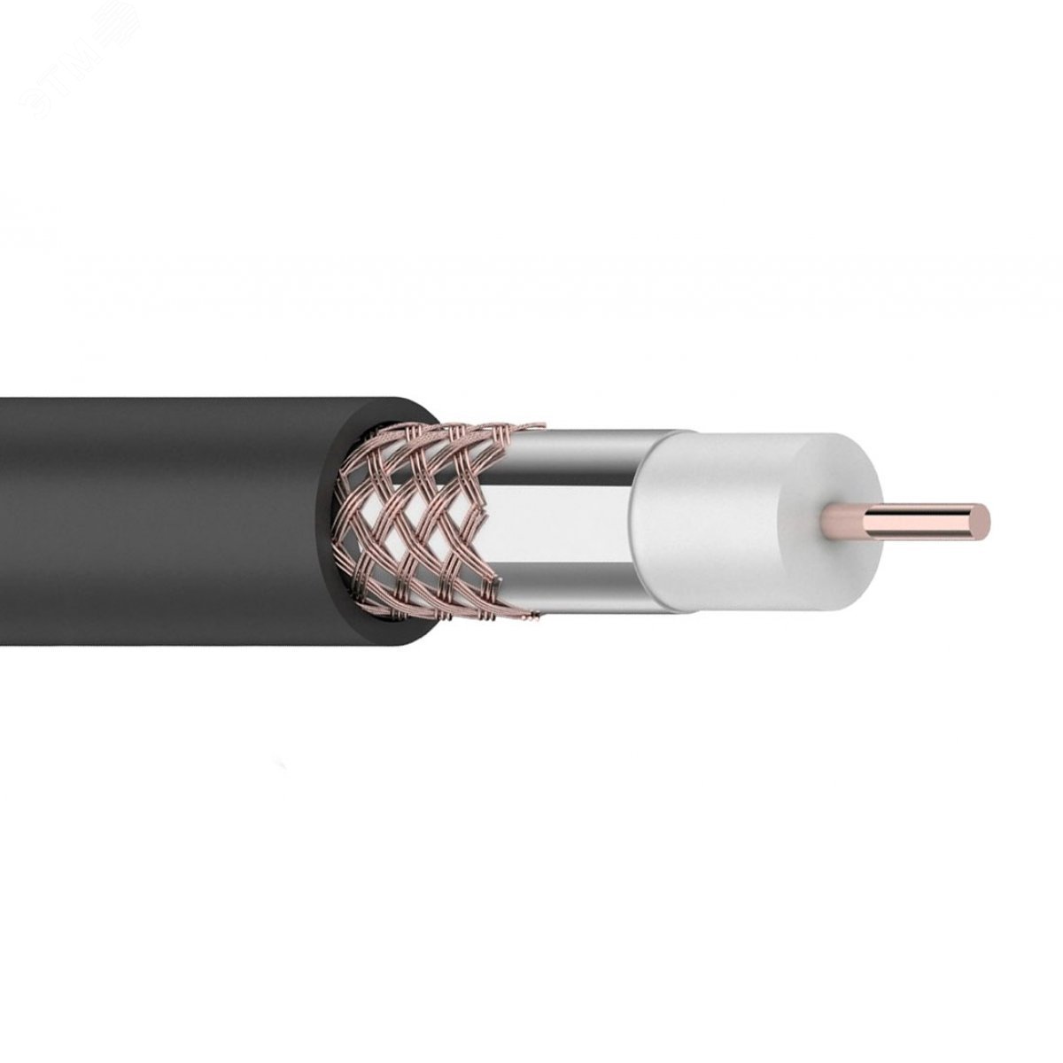 Изображение товара Кабель коаксиальный RG-6U+Cu 75 Ом Cu/Al/Cu 64% OUT черный 100 м (м)