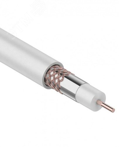 Изображение товара Кабель коаксиальный RG-6U+Cu, 75 Ом, Cu/Al/Cu, 75%, бухта 305 м, белый, REXANT (м)