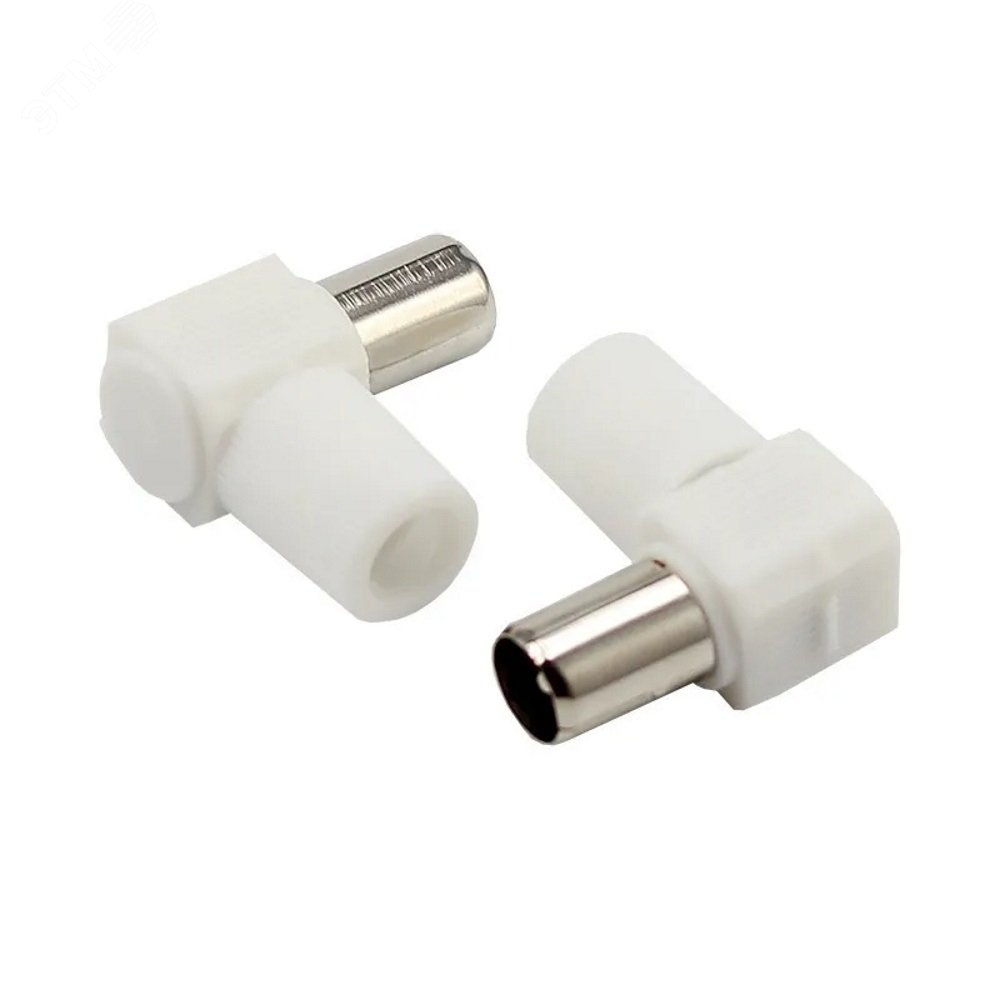 Изображение товара Разъем штекер TV без пайки белый угловой, (шт)