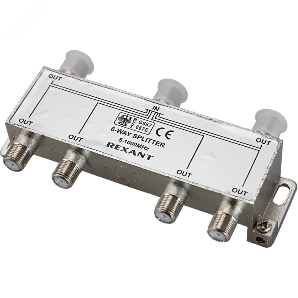 Изображение товара Делитель ТВ х 6 под F разъем 5-1000 МГц для антенного сигнала