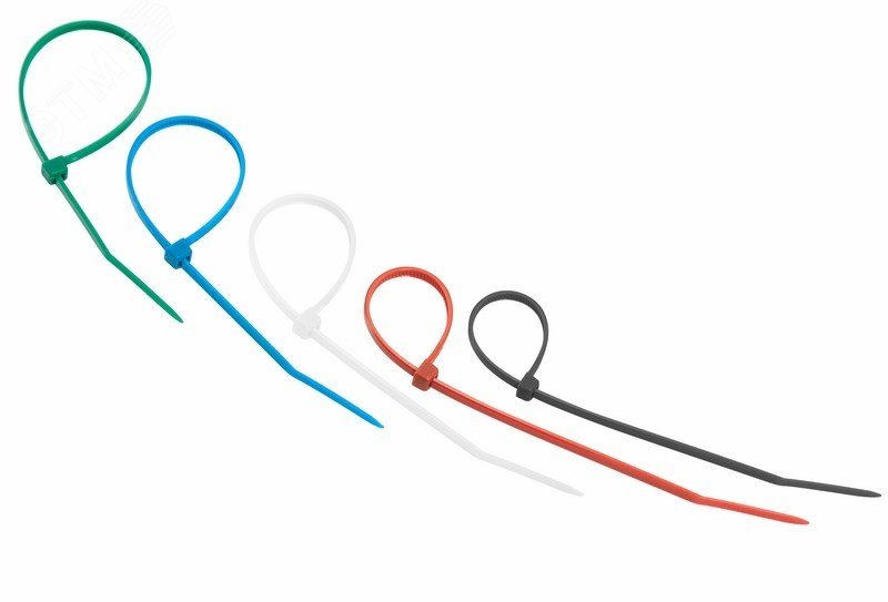 Изображение товара Нейлоновая кабельная стяжка 300x4,8 мм цветная упаковка 25 шт REXANT