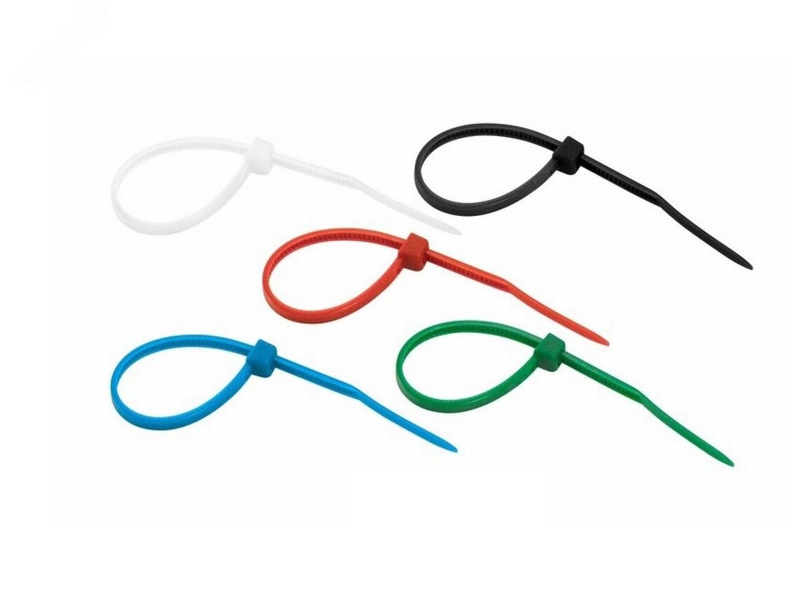 Изображение товара Нейлоновая кабельная стяжка 400x4.8 мм REXANT упаковка 25 шт многоцветная