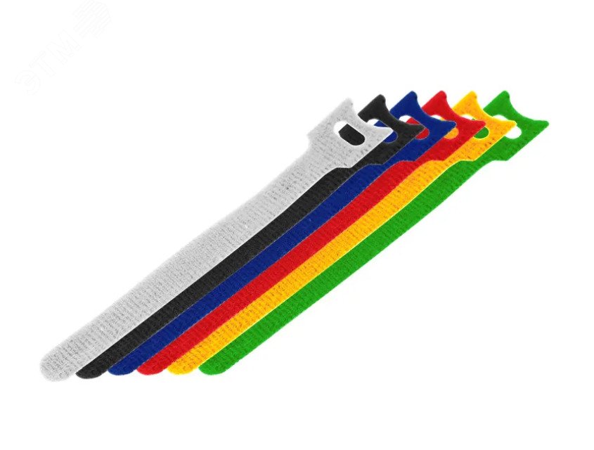 Изображение товара Многоразовые кабельные стяжки на липучке 150x12 мм REXANT, цветные, упаковка 12 шт