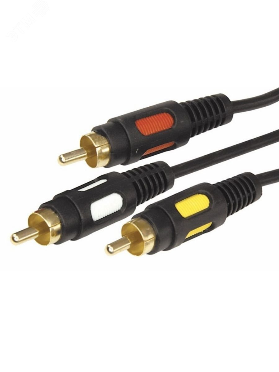Изображение товара Шнур 3 RCA 3 RCA 1.5 м черный REXANT для аудио и видео сигналов