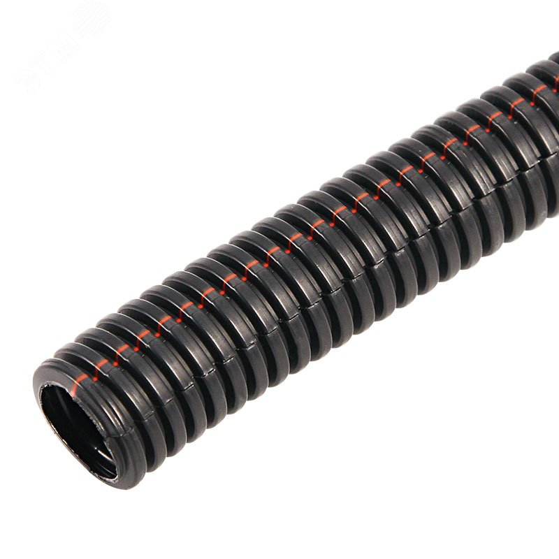 Изображение товара Гофрированная автомобильная труба из полипропилена 12,7 мм, разрезная, черная REXANT