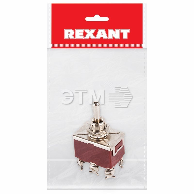 Тумблер 250В 6А (6c) (ON)-OFF-(ON) 2п (KN-223), REXANT 36-4172-1 REXANT