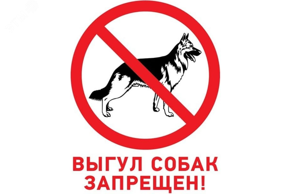 Изображение товара Табличка запрещающий знак Выгул собак запрещен 200х200 мм, (шт)