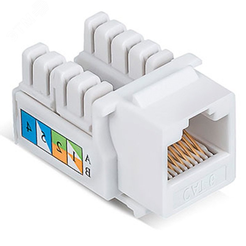 Изображение товара Модуль Keystone Jack RJ-45(8P8C) UTP неэкранированный CAT6 90град белый (шт)