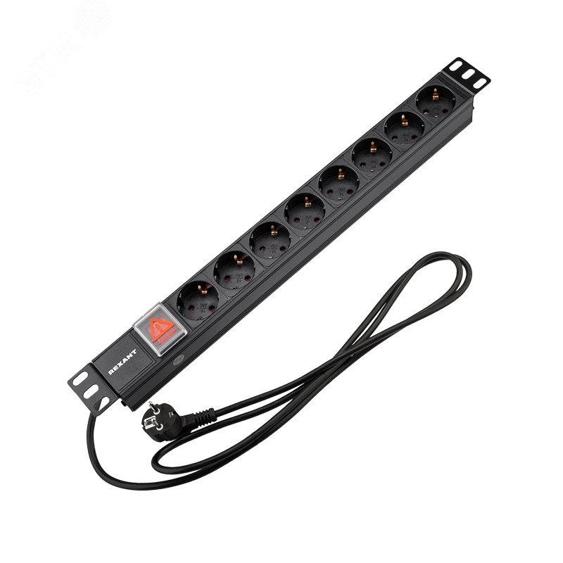 Изображение товара "Блок распределения питания для 19"" шкафов, горизонтальный, 8 розеток СЕЕ 7/4, 16A, выкл, алюм корп, шнур 2м, вилка СЕЕ 7/7" (шт)