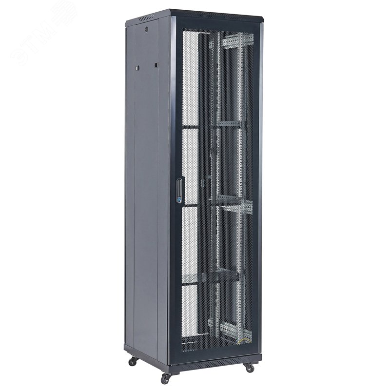 Шкаф напольный телекоммуникационный разборный 18U 600x600 дверь перфорация черный (RAL 9005)