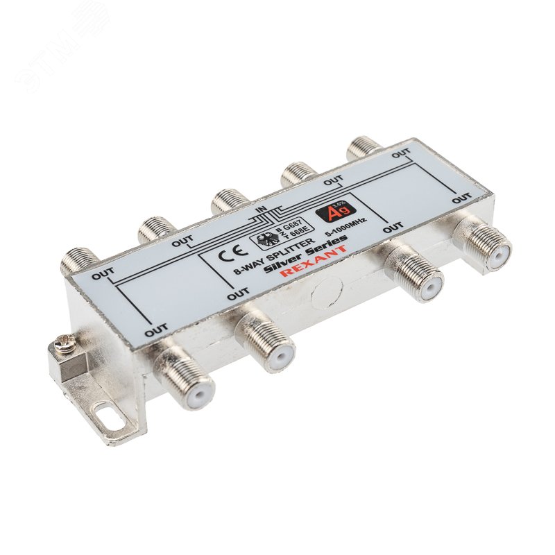 Изображение товара ДЕЛИТЕЛЬ ТВ х 8 + 9шт. F BOX 5-1000 МГц Silver, (шт)