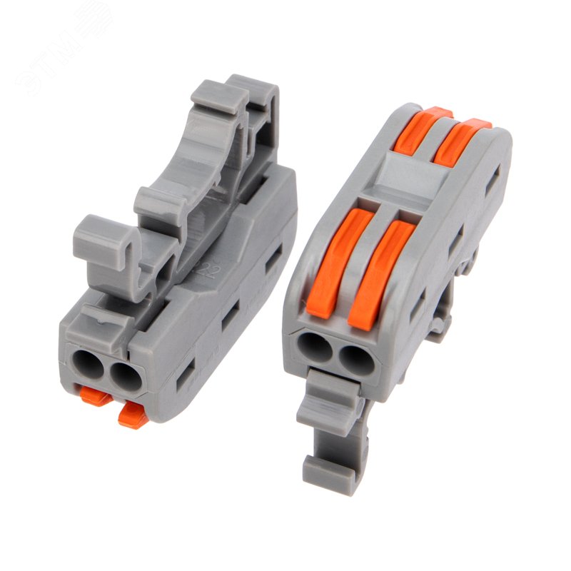 Изображение товара Клемма проходная 2-полюсная REXANT 222-422D для DIN-рейки, 0,08-4 кв мм, серая