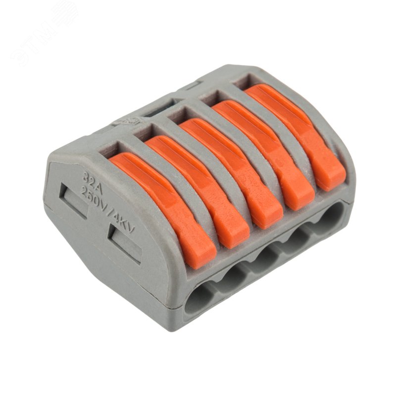 Изображение товара Клемма универсальная СМК 222-415, 5-проводная серая 0,08-2,5 4 мм2, 40 шт (шт)