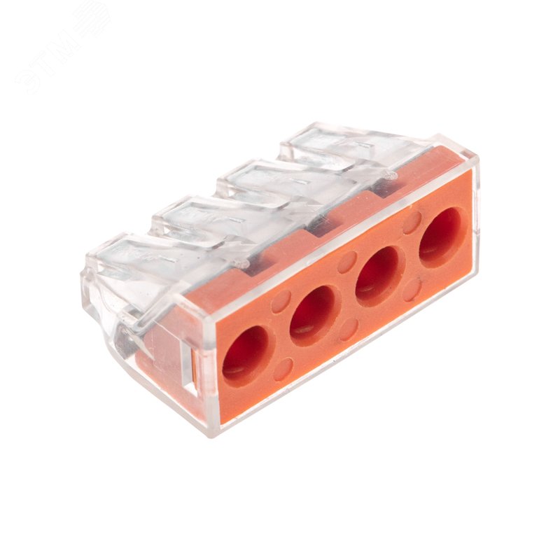 Изображение товара Экспресс-клемма СМК 773-174 с пастой, 4-проводная 0,75-6 кв мм 50 шт/уп (шт)